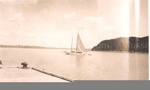 Photo: Sir Ernest Davis' yacht leaving Russell; 97/552
