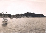 Photo: Deepsea fishing launches leaving Russell, taking Peter Williams ashes to be scattered, 1950; 97/690
