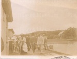 Photo: H.S. Stephenson, Sir Joseph Ward and Mrs. Horace Williams on Russell wharf; 97/678
