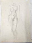 Pencil Drawing during Elam years fullfrontal nude; Pauline Kahurangi Yearbury; 10/40