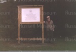 Photo: Bill Thomson with notice board, Te Wahapu Reserve, 1988; 99/311/8 Photo: Bill Thomson with notice board, Te Wahapu Reserve, 1988; 99/311/8