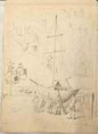 Drawing: Yacht Being Painted at Matauwhi; Pauline Kahurangi Yearbury; 10/129