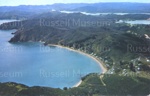 Postcard: Aerial view of Long Beach across to Waikare Inlet.; 07/32