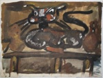 Painting: Reclining Cat (1); Pauline Kahurangi Yearbury; 11/102