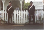 Photo: Police in replica 1840 uniform at unveiling of plaque to mark 150 years of policing in Russell, 1990; 90/19/3