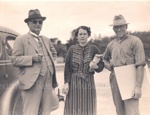 Photo: Peter Williams and wife Vera. Gentleman on left was a dentist from Devonport.; 97/753