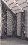 Photo: Corner wall panels, Maori Meeting House, Waitangi; 97/1315