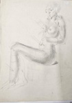 Drawing: Female Figure Sitting; Pauline Kahurangi Yearbury; 10/41