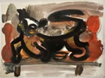 Painting: Reclining cat (4); Pauline Kahurangi Yearbury; 11/105