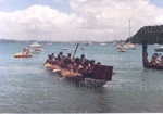 Photo: Waka approaching Russell, c1980's; 97/1681/1