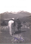 Photo: Zane Grey and a white horse, c1931; 98/329/1