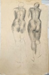 Drawing: Two Female Nude Figures; Pauline Kahurangi Yearbury; 10/93