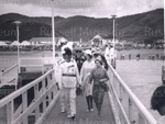 Photo: Queen Elizabeth with Governor General Sir Bernard and Lady Fergusson, Waitangi, 1963; 97/1539