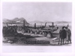 Photo: "War Speech", showing canoes, Maori and speaker on Kororareka Beach c1827; 96/174