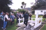 Photo: Patti Colmore-Williams explaining Hazard Grave, Christ Church Russell 1995 ; 01/97
