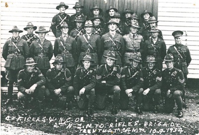 Officers and NCOs, NZ Mounted Rifles Brigade. Trentham camp, 10 September 1934.; PH2012.0045