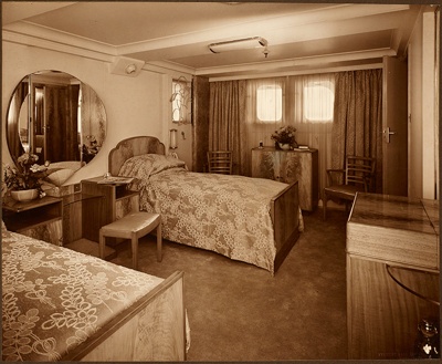 Photograph: Empire Suite -  Bedroom; Shaw Savill & Albion Company; Stewart Bale Ltd; 1994.279.25
