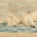 Painting: The Intercolonial Yacht Race. The Run from Manly. Jan. 22nd 1887. MAGIC, JANET & WAITANGI.; F.W. Coombes; 1994.97.19