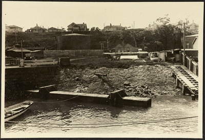 Photograph: Construction of culvert for Calliope Dock, 1926.; Auckland Harbour Board. Engineer's Dept.; 2010.132.273