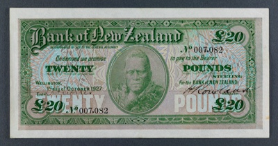 Bank of New Zealand 1926 Twenty Pounds image item