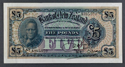 Bank of New Zealand 1926 Five Pounds image item