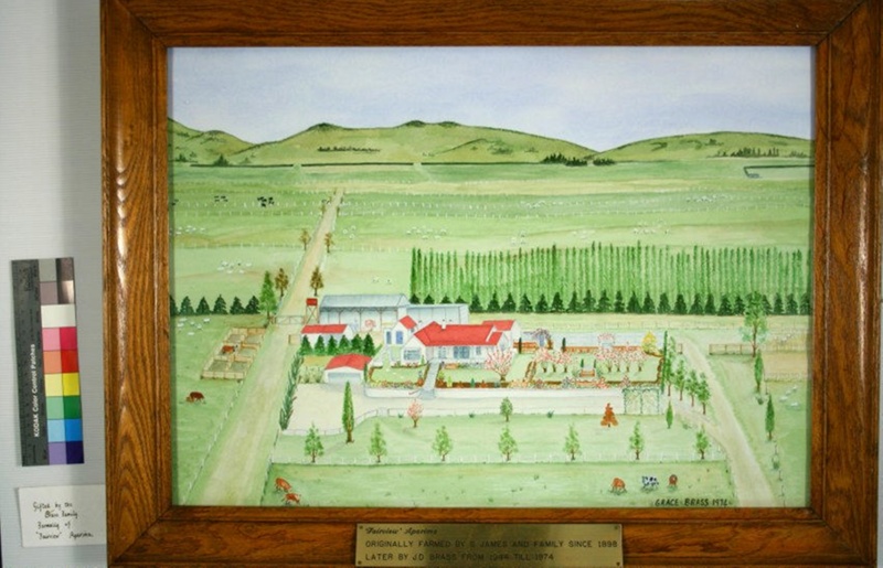 Painting, Watercolour, of Fairview homestead, Aparima. 