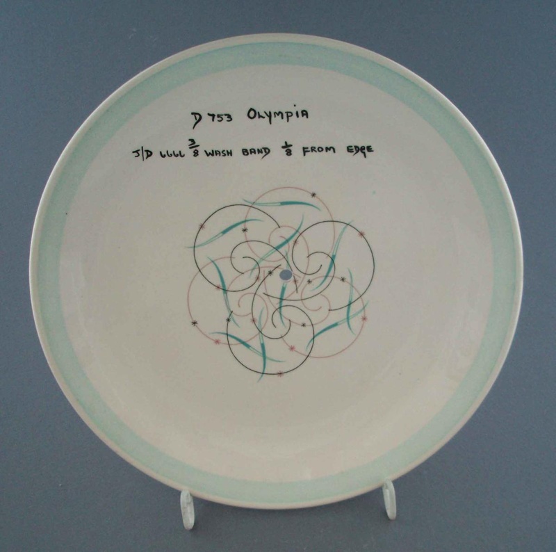 Cake plate - Olympia pattern sample; Crown Lynn Potteries Limited; 1958-1965; 2009.1.1101 Cake plate - Olympia pattern sample; Crown Lynn Potteries Limited; 1958-1965; 2009.1.1101