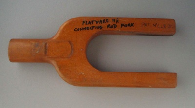 Wooden pattern - flatware machine connecting rod fork; Unknown; 1950-1985; 2008.1.2463