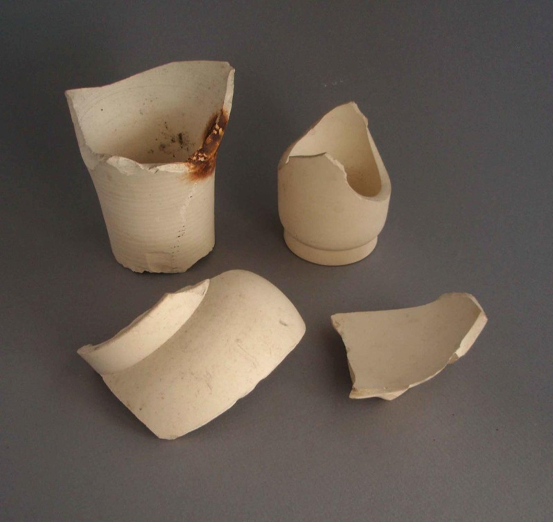 Vase fragments - bisque; Crown Lynn Potteries Limited; 1948-1955; 2009.1.2033.1-4