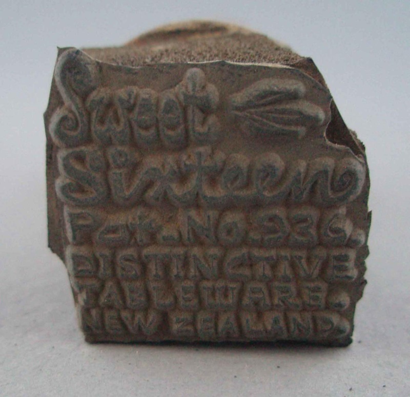 Backstamp - Sweet sixteen; Crown Lynn Potteries Limited; 1960-1975; 2008.1.2090