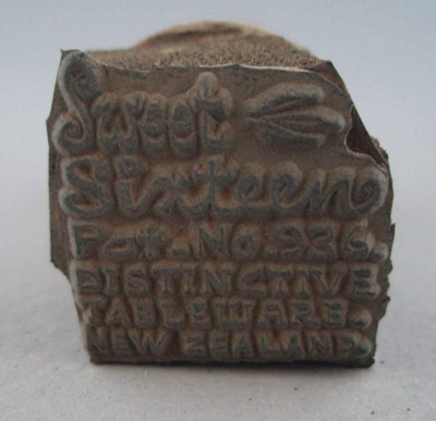 Backstamp - Sweet sixteen; Crown Lynn Potteries Limited; 1960-1975; 2008.1.2090