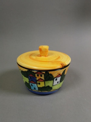 Sugar bowl - Villagio pattern; Studio Ceramics NZ Ltd; 2001; 2017.1.54