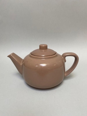 Brown teapot with Crown Lynn for Barbara's backstamp; Crown Lynn Potteries Limited; 1984?; 2016.48.95