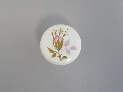 Handle or knob - Chintz bud pattern; Crown Lynn Technical Ceramics Limited; 1962-1975; 2016.6.7