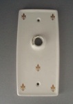 Door handle finger plate - Fleur de lis; Crown Lynn Technical Ceramics Limited; 1967-1987; 2008.1.1342