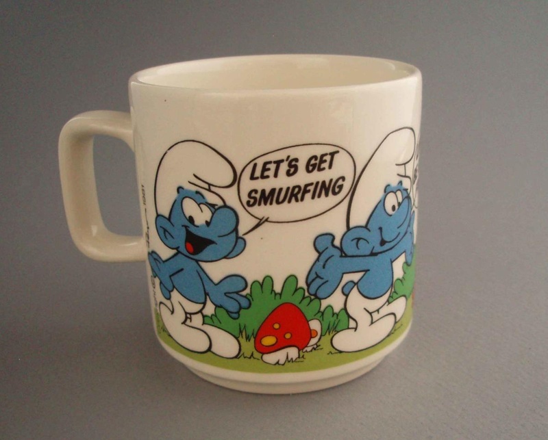 Child's mug - Smurfs; Crown Lynn Potteries Limited; 1981-1989; 2008.1.549 Child's mug - Smurfs; Crown Lynn Potteries Limited; 1981-1989; 2008.1.549
