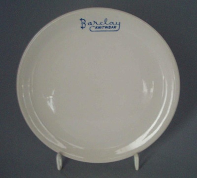 Bread and butter plate - Barclay Knitwear; Crown Lynn Potteries Limited; 1976; 2008.1.1100
