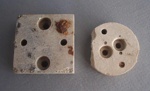 Two electrical insulators; Crown Lynn Technical Ceramics Limited; 1950-1980; 2009.1.1701.1-2