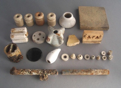 Technical ceramics items; Crown Lynn Potteries Limited; 1930-1989; 2009.1.1683.1-26