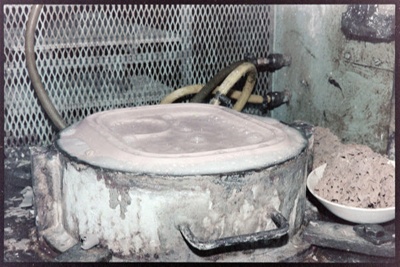 Negative - Large sealed well on floor with pipes attached; 1960s; 2008.1.3075