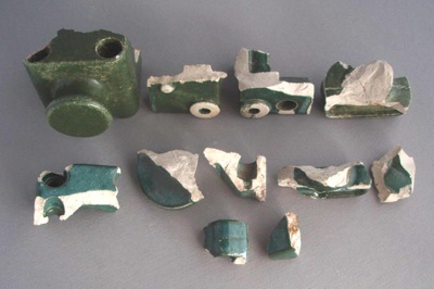 Electrical insulator fragments; Crown Lynn Technical Ceramics Limited; 1960-1989; 2009.1.1699.1-11