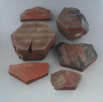 Floor tile fragments x6; Amalgamated Brick and Pipe Company Limited; 1930-1960; 2009.1.1535.1-6