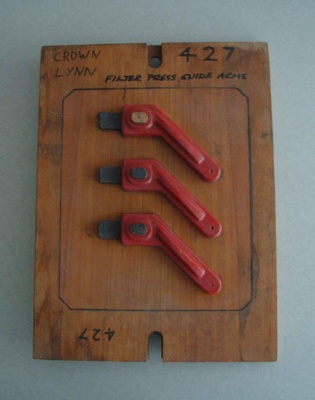 Wooden pattern - filter press guide arms; Crown Lynn Potteries Limited; 1950-1980; 2009.1.1943