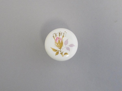 Handle or knob - Chintz bud pattern; Crown Lynn Technical Ceramics Limited; 1962-1975; 2016.6.13