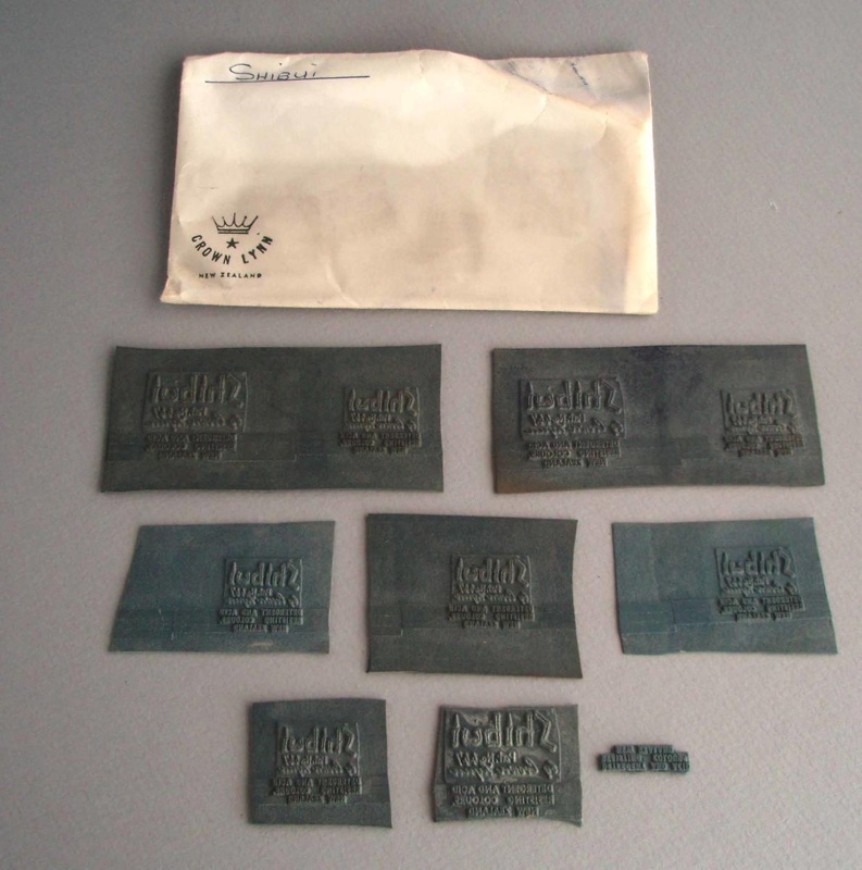 Backstamps, rubber with envelopes; Unknown; 1950-1985; 2009.1.1810.1-88