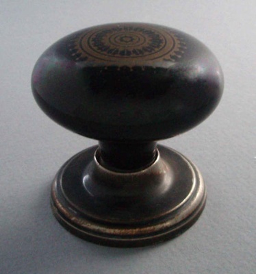 Door handle and rose - Optima pattern; Crown Lynn Technical Ceramics Limited; 1976-1989; 2008.1.680