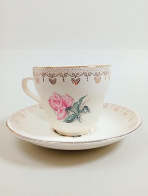 Cup and Saucer - Golden Bouquet British; Crown Lynn Potteries Limited; 1950s; 2016.48.102