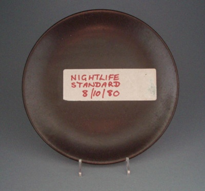 Bread and butter plate - glaze sample; Crown Lynn Potteries Limited; 1980; 2008.1.1771