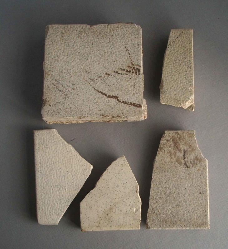 Tile fragments; Crown Lynn Technical Ceramics Limited; 1948-1965; 2009.1.1590.1-5