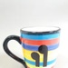Mug - trial for Kap Kap and Koru pattern on Zoop background; Studio Ceramics NZ Ltd; 2002; 2017.1.110